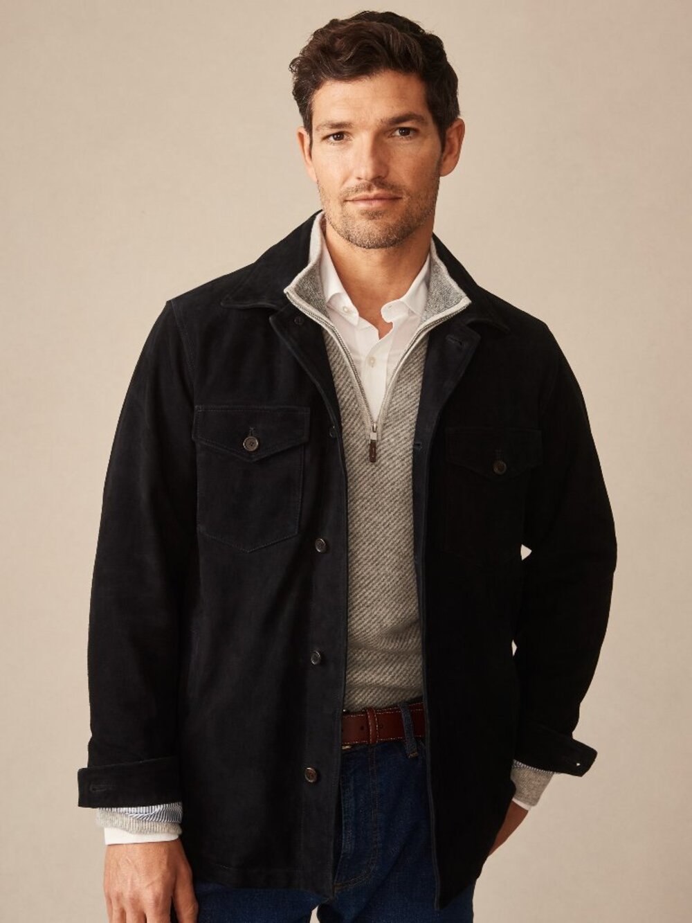 J McLaughlin Fieldston Suede Jacket - Navy NEW